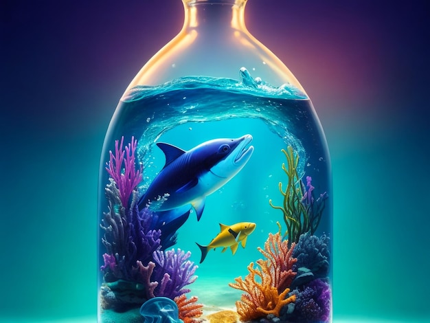 The magazine cover for sea animals in glass