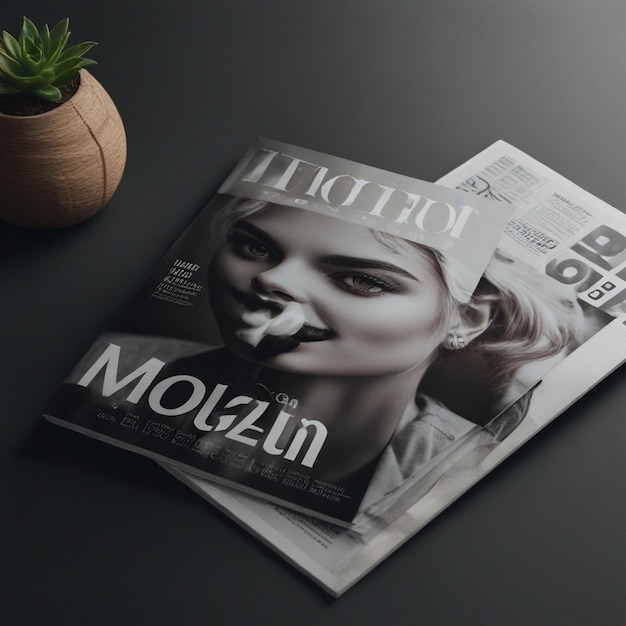 Photo magazine mockup presentation generative ai