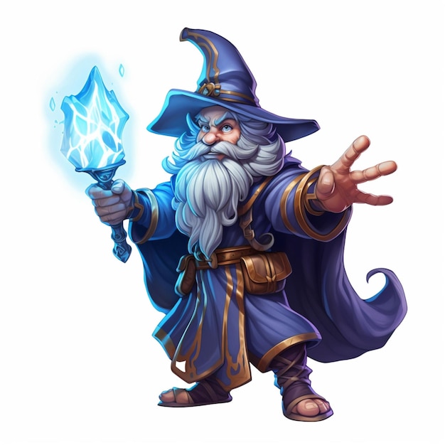 Mage 2d cartoon illustraton on white background high quality