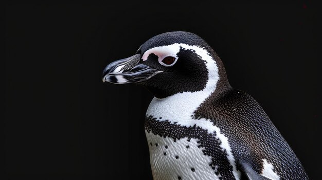 Photo magellanic penguin in the solid black background