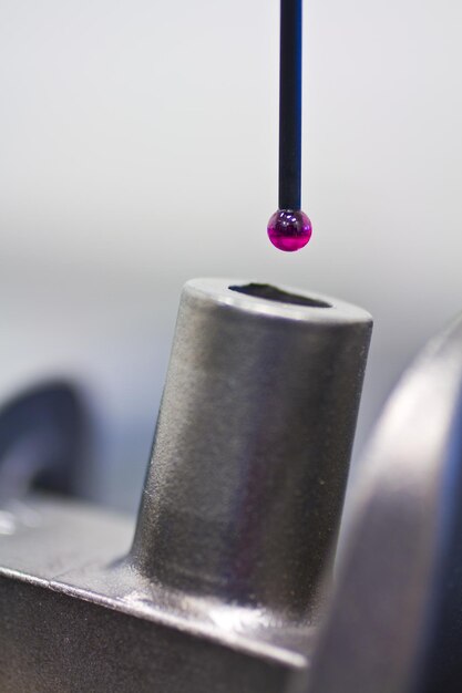 Magenta CMM Programming Lab Probe Approaching Part for Inspection CloseUp