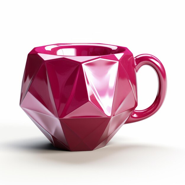 Магента Алмазная 3D печатная кофейная чашка с кубистскими фасетами