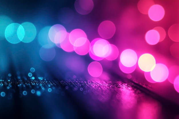 Magenta Glow Blurred Background with Cyan Accents and Black Silhouettes