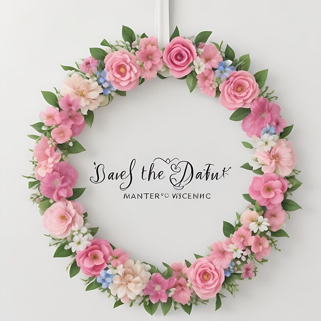 magenta Pastel Floral Wreath Save the Date with Watercolor Elegance