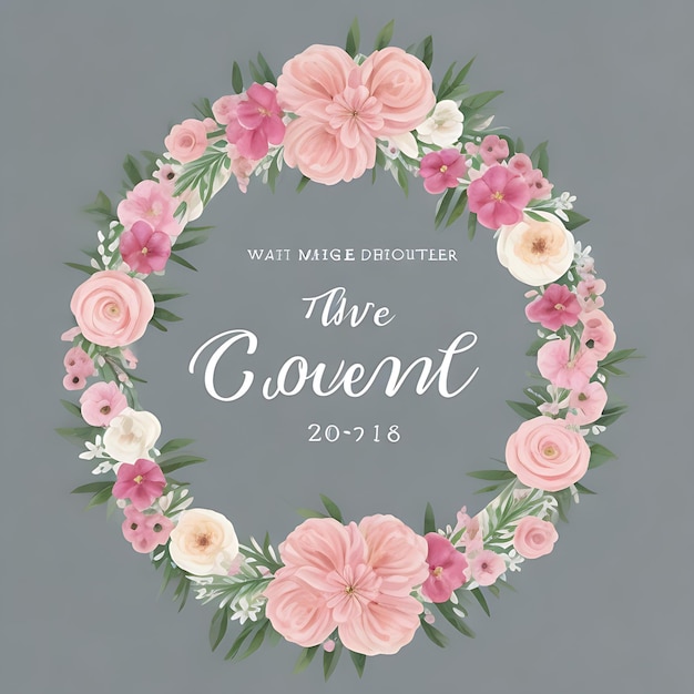 magenta Pastel Floral Wreath Save the Date with Watercolor Elegance