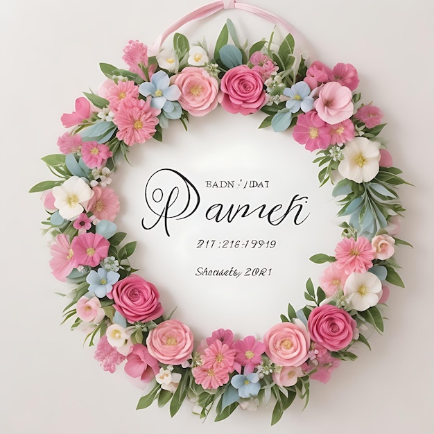 magenta Pastel Floral Wreath Save the Date with Watercolor Elegance