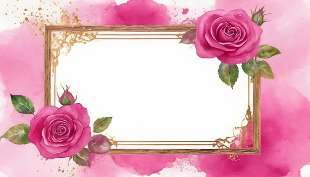 Magenta Rose Frame floral Background