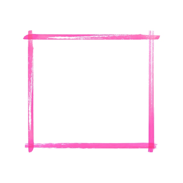 Magenta roze aquarel grunge frame. Hand getekende aquarel vintage abstracte roze getextureerde penseelstreken frame geïsoleerd op een witte achtergrond