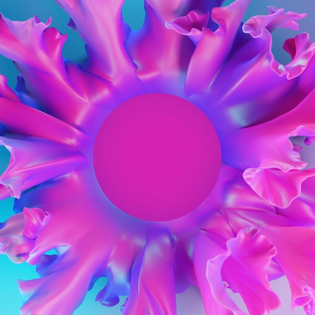 Magenta and teal abstract organic shape futuristic background Neon 3D render