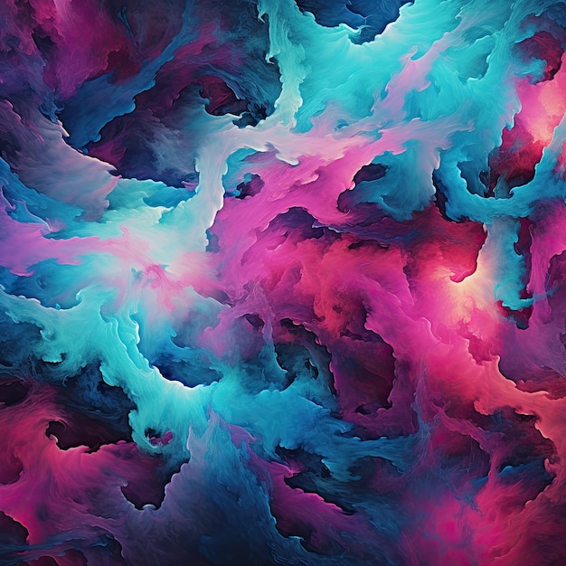 Magenta and teal nebulae in the infinite cosmic expanse