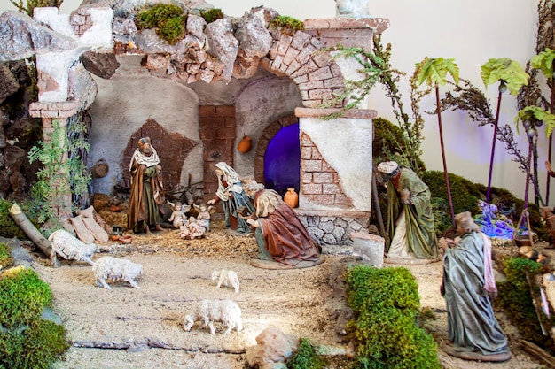 Photo the magi from the east arrive to worship the baby jesus