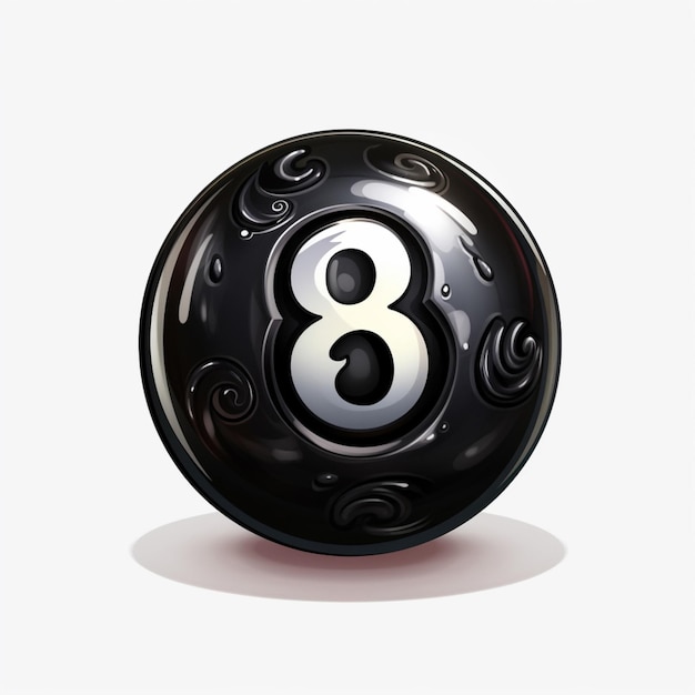 Magic 8Ball 2d cartoon illustraton on white background