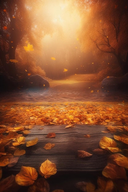 Magic Autumn Fall Background Illustration AI GenerativexA