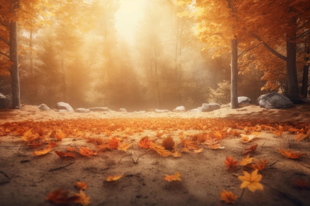 Magic Autumn Fall Background Illustration AI GenerativexA