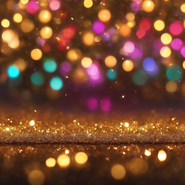 Magic background with color festive background with natural bokeh and bright golden lights