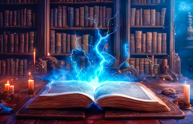 A magic book from the wizards room an ancient grimoire for spells