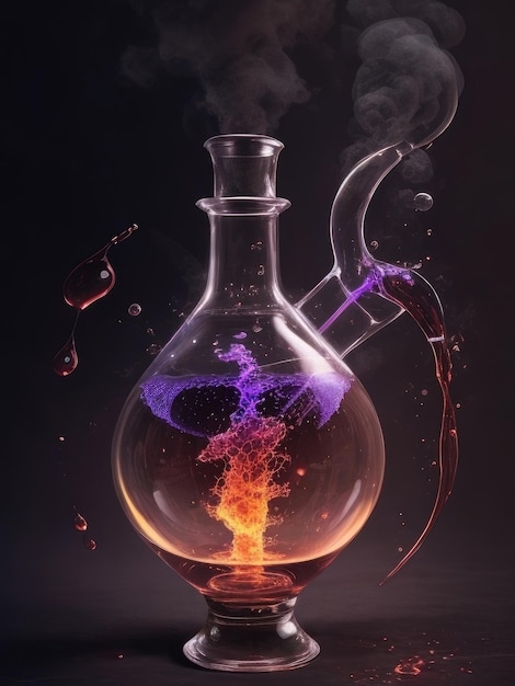 A magic bottle with colorful liquid