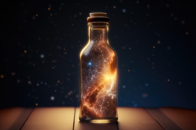 Magic bottle with star and sky inside the bottle