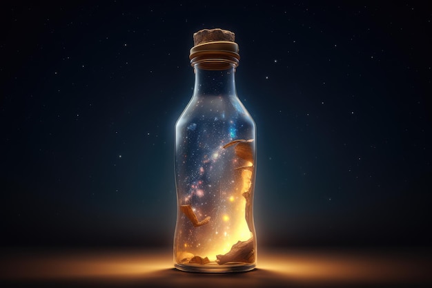 Magic bottle with star and sky inside the bottle