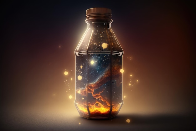 Magic bottle with star and sky inside the bottle