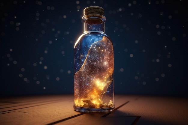 Magic bottle with star and sky inside the bottle