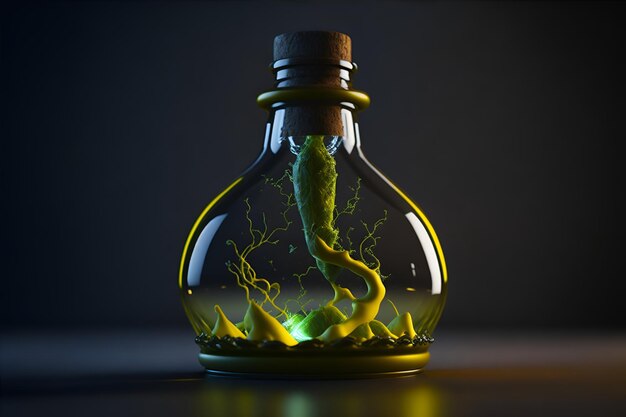 A magic bottle with yellow liquid