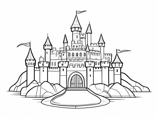 Photo magic castle coloring page generative ai