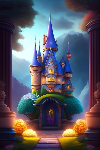 Magic castle in faryland fairy tale castle digital artwork