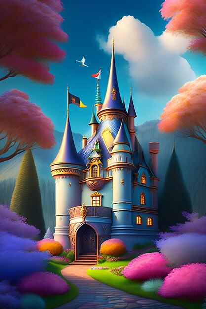 Magic castle in faryland fairy tale castle digital artwork