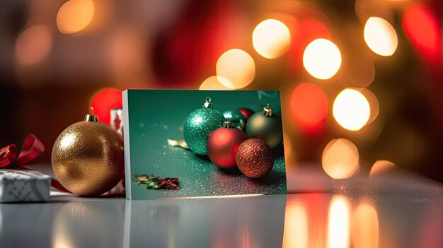 Magic Christmas postcard in green red colorsAi generater