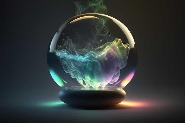 Magic cristal ball with mystery smoke effects of various colors Neural network generated art