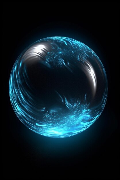 Photo magic crystal ball on a black background 3d rendering with dof