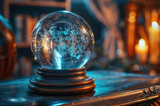 Magic crystal ball on a table crystal ball