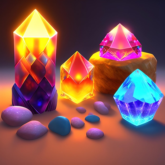 Premium Photo | Magic crystal light and gem stones