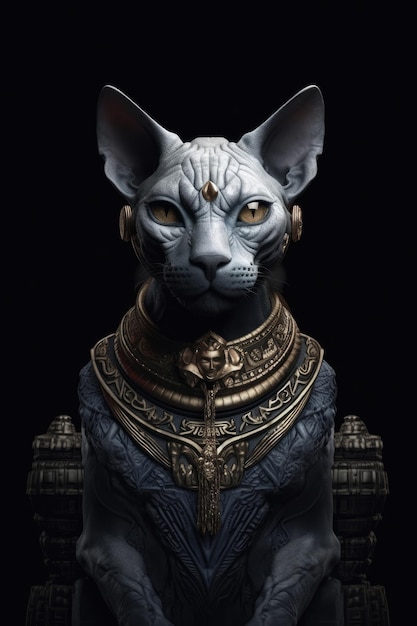 Волшебная египетская тематика египетский кот сфинкс | Премиум Фото