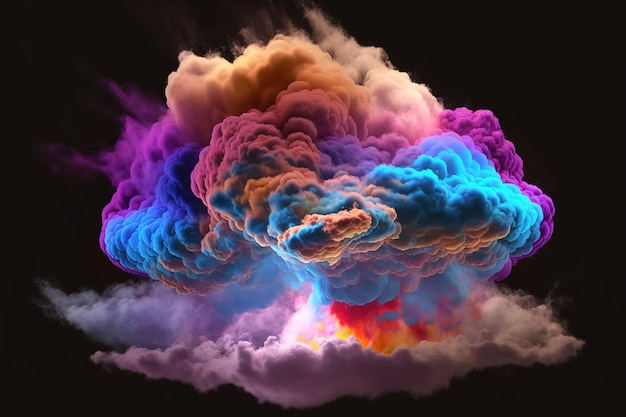 Magic explosion game bomb explosion effect with colorful clouds Isolated smoke cumulus