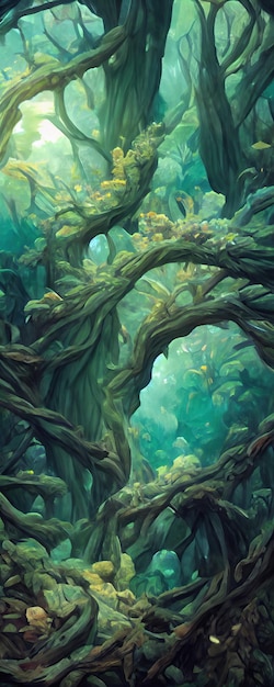 Magic forest art background