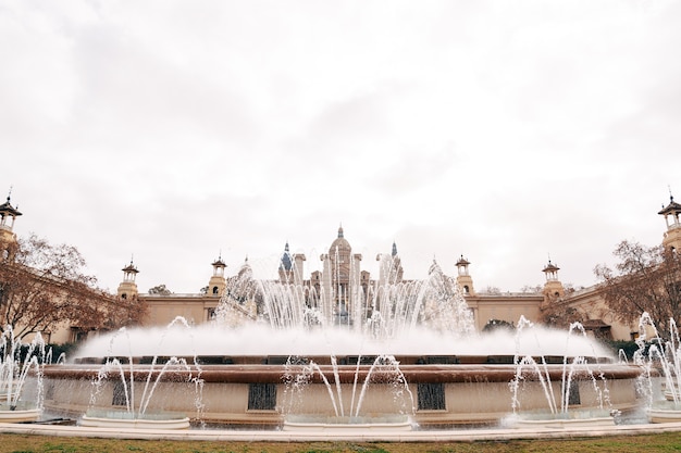 The magic fountain of montjuic on the hill of montjuic in barcelona spain