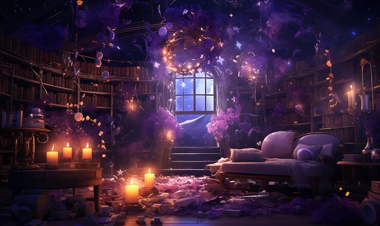 Photo magic game room girls with magic wands spell books and mysti illustration trending background decor