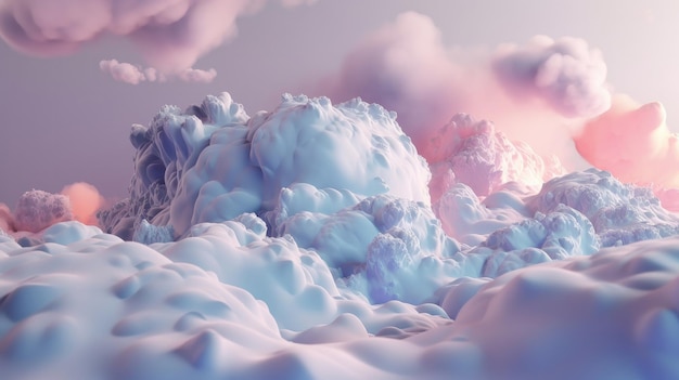 魔法の魅力のおとぎ話の綿菓子雲の背景ファンタジー雲と美しい空の背景