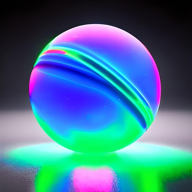 Magic glass ball Neon light neon Fantasy ball predictions of the future divination