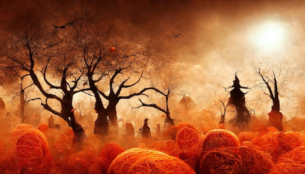 Rendering magico di notte di halloween ai