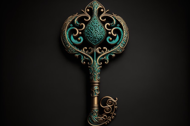 Magic key to fantasy world mystical key digital illustration AI