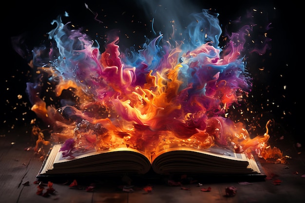 magic knowledge book with star dust open book colorfulAI generation