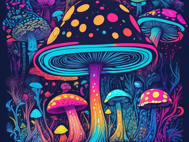 Magic Mushroom Colorful light illustration