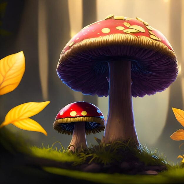 Magic mushroom in the forest