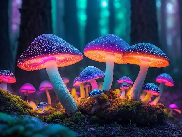 Magic mushroom in the forest