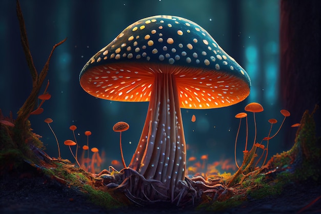 Magic mushroom in the forest