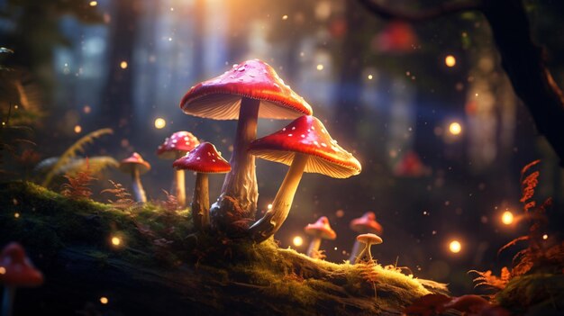 Magic mushroom in the forest