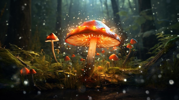 숲 속의 마법의 버섯